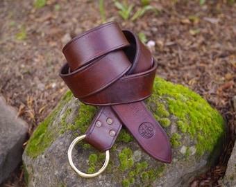 Standard Ring Belt - Up to 72&quot; Inches Long - (Medieval Belt / Knight Belt / Prince Belt / Squire Belt / Costume Belt / Real Leather)