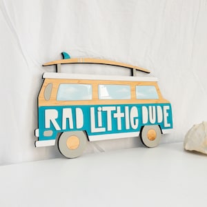 Rad Little Dude 3D Retro Van Decor for Boys Surf or Beach themed Nursery, Party or Baby Shower. image 7