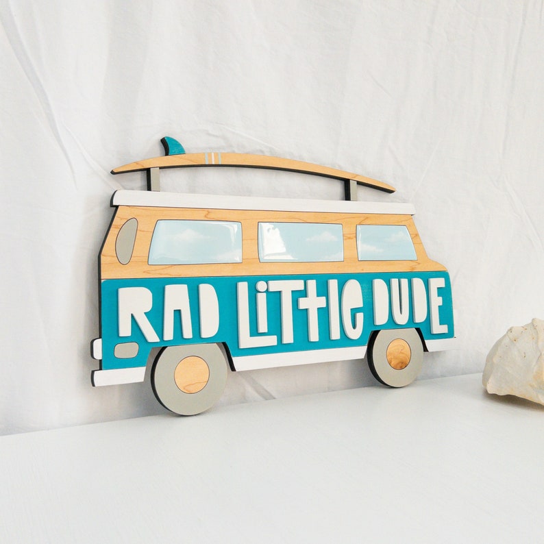 Rad Little Dude 3D Retro Van Decor for Boys Surf or Beach themed Nursery, Party or Baby Shower. image 7