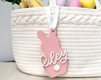 Easter Bunny Tag - Easter Name Tag - Easter Gift Tag - Easter Basket Tag - Wood Tag - Personalized Gift Tag