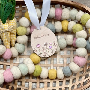 Easter Name Tag Egg Name Tag Easter Basket Tags Personalized Easter Tag Flower Name Tag Custom Easter Tag image 3