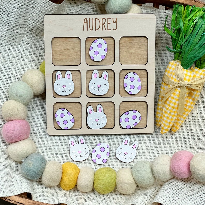 Easter Basket Stuffers Personalized Easter Gift Custom Tic Tac Toe Game Easter Tic Tac Toe Personalized Kids Game image 3