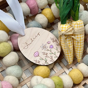 Easter Name Tag Egg Name Tag Easter Basket Tags Personalized Easter Tag Flower Name Tag Custom Easter Tag image 5