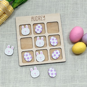 Easter Basket Stuffers Personalized Easter Gift Custom Tic Tac Toe Game Easter Tic Tac Toe Personalized Kids Game image 1