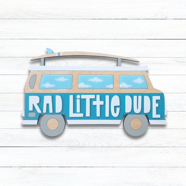 Rad Little Dude 3D Retro Van Decor for Boys Surf or Beach themed Nursery, Party or Baby Shower. image 5
