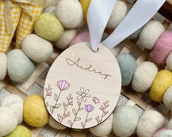 Easter Name Tag - Egg Name Tag - Easter Basket Tags - Personalized Easter Tag - Flower Name Tag - Custom Easter Tag