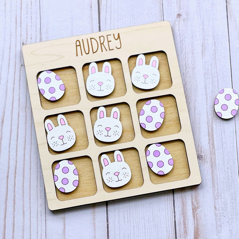 Easter Basket Stuffers Personalized Easter Gift Custom Tic Tac Toe Game Easter Tic Tac Toe Personalized Kids Game image 4