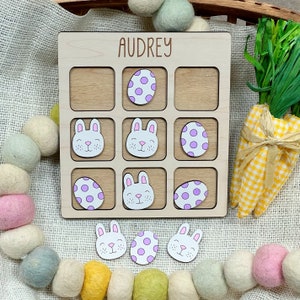 Easter Basket Stuffers Personalized Easter Gift Custom Tic Tac Toe Game Easter Tic Tac Toe Personalized Kids Game image 2