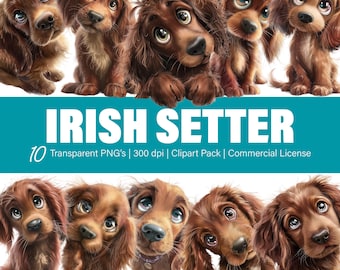 Irish Red Setter Hund Clipart - 10 PNG-Dateien, transparenter Hintergrund (kommerzielle Nutzung)
