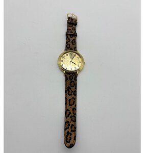 Collezio Gold Tone Leopard Print Strap Quartz Watch Japan Movt Round Face image 2