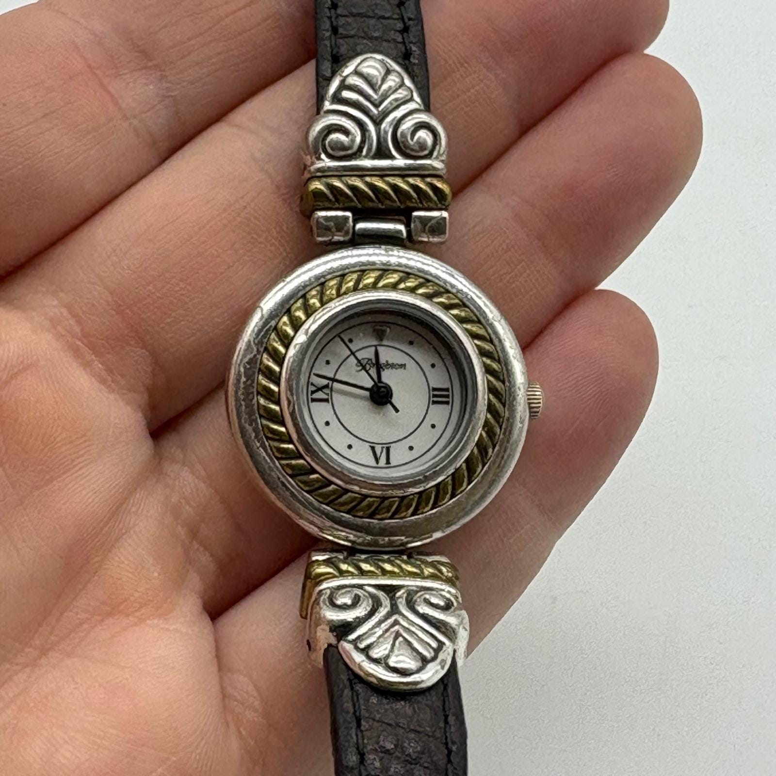 Brighton Savannah Womens Watch 22mm Silver Tone Brown Leather Cord New Battery il_fullxfull.7487861821_tqno.jpg main image 2