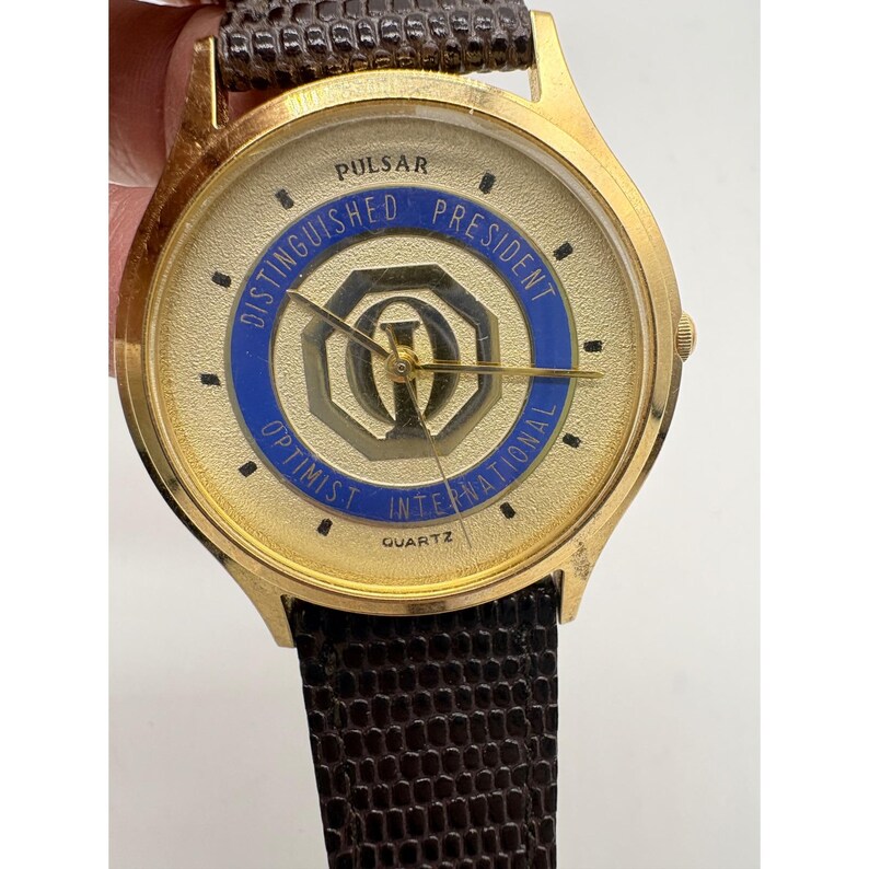 Pulsar Quartz Watch Distinguished President Optimist International Gold Need Bat image 2