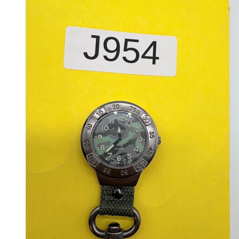 Camo Clip Watch Japan Quartz Movement Gunmetal Tactical Keychain image 7