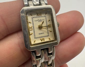 Express LA Quartz Watch Silver Tone Link Bracelet Cream Dial Needs Battery