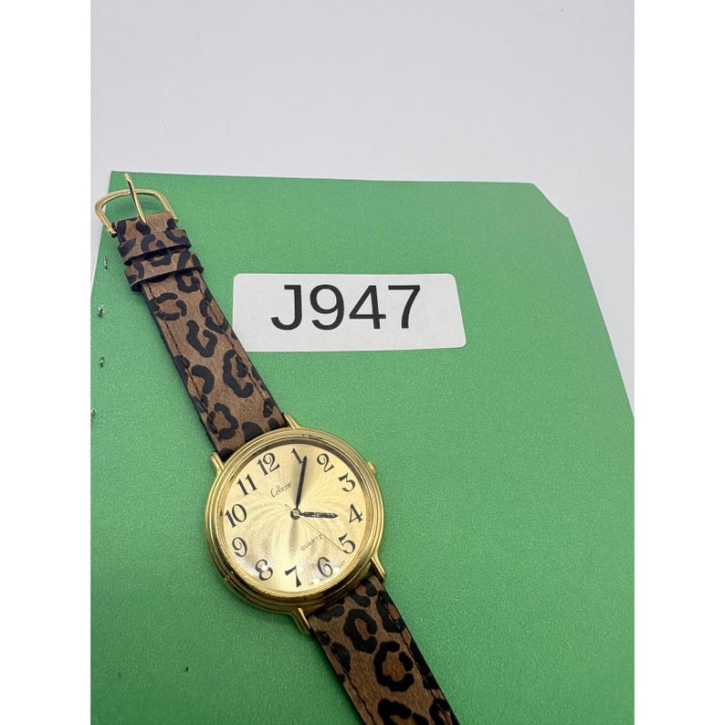 Collezio Gold Tone Leopard Print Strap Quartz Watch Japan Movt Round Face image 9