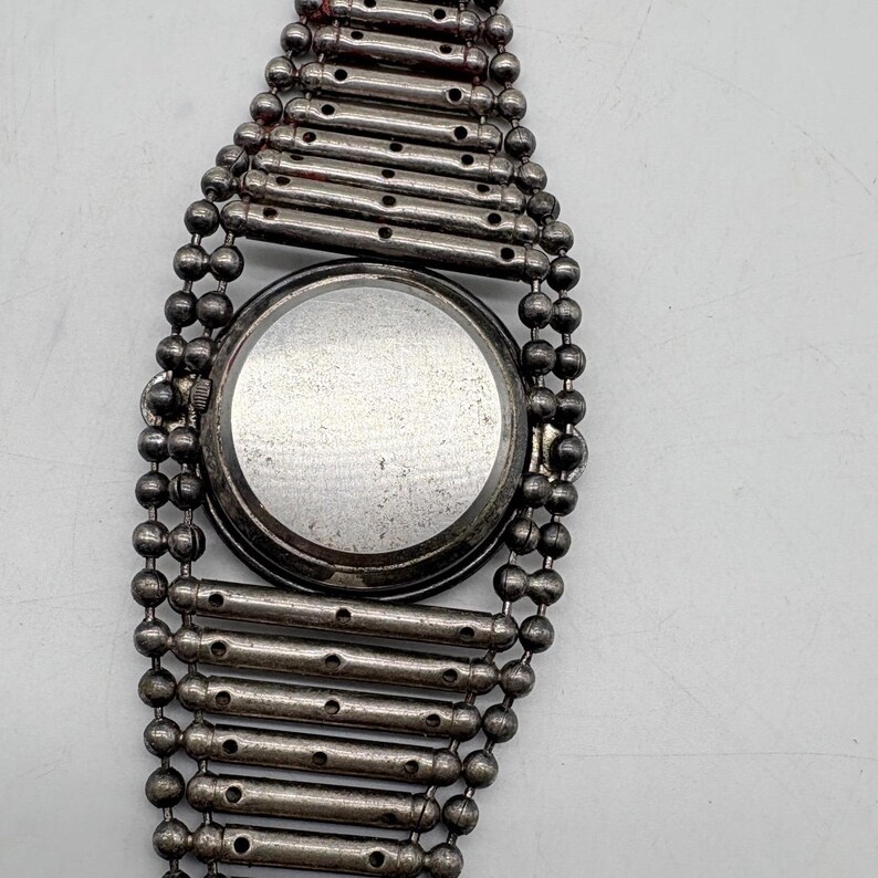 Vintage Giordano Quartz Watch Industrial Ball Chain Silver Tone Needs Battery image 10