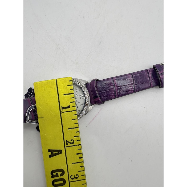 Vivani Purple Butterfly Charm Watch Rhinestone Bezel Needs Battery image 4