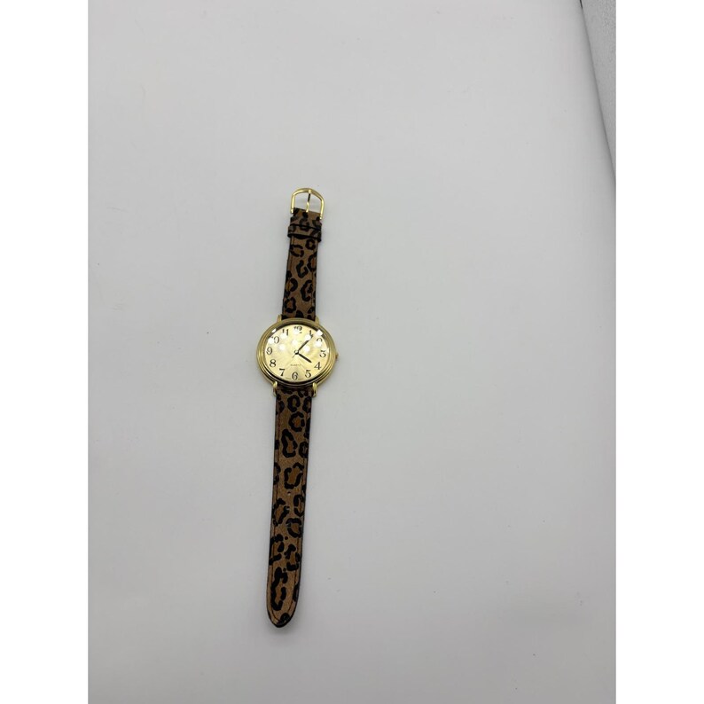 Collezio Gold Tone Leopard Print Strap Quartz Watch Japan Movt Round Face image 7