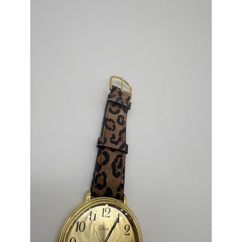 Collezio Gold Tone Leopard Print Strap Quartz Watch Japan Movt Round Face image 3