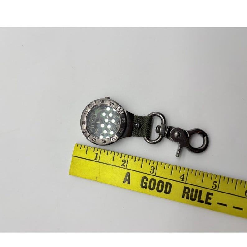 Camo Clip Watch Japan Quartz Movement Gunmetal Tactical Keychain image 6