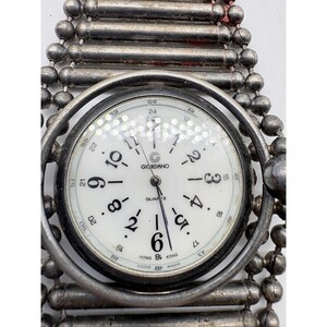 Vintage Giordano Quartz Watch Industrial Ball Chain Silver Tone Needs Battery image 3