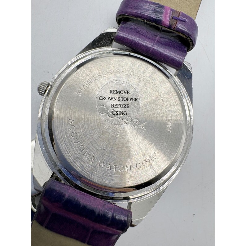Vivani Purple Butterfly Charm Watch Rhinestone Bezel Needs Battery image 6