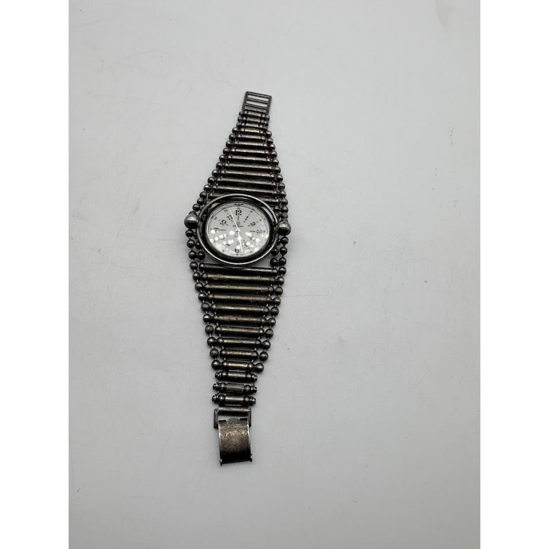 Vintage Giordano Quartz Watch Industrial Ball Chain Silver Tone Needs Battery image 1