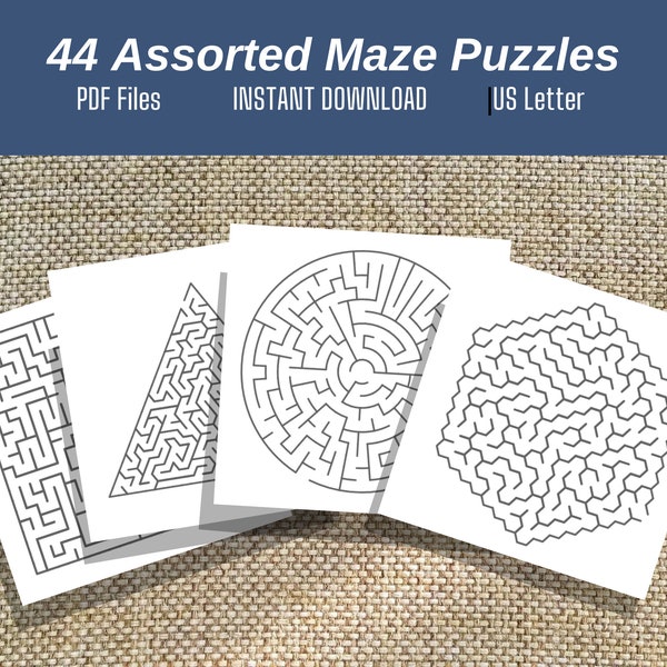 Printable Maze Games for Teens and Adults, Solutions Included, Kids Puzzles Variety PackGames for Kids, Activity Sheets for Kids