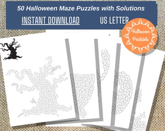 50 Halloween Maze Puzzles for Kids & Teens (Printable)