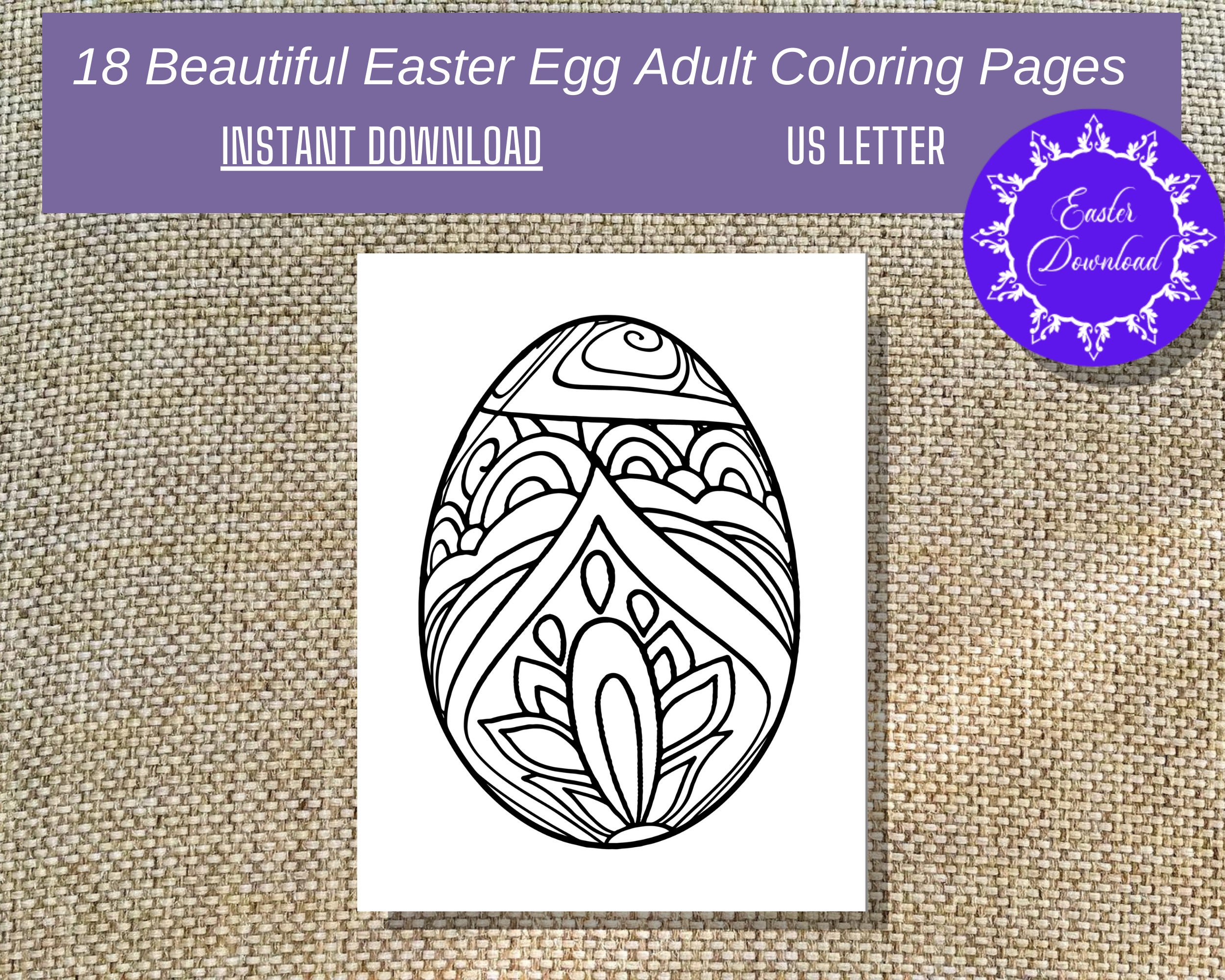 18 Beautiful Easter Egg Coloring Pages for Adults, Easter Egg Coloring ...