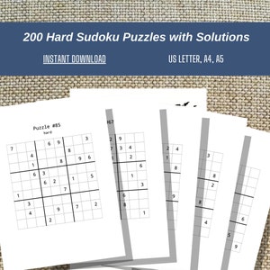 Mindful Sudoku Puzzles for Adults | 200 Hard Sudoku Puzzles for Kids | Instant Download PDF
