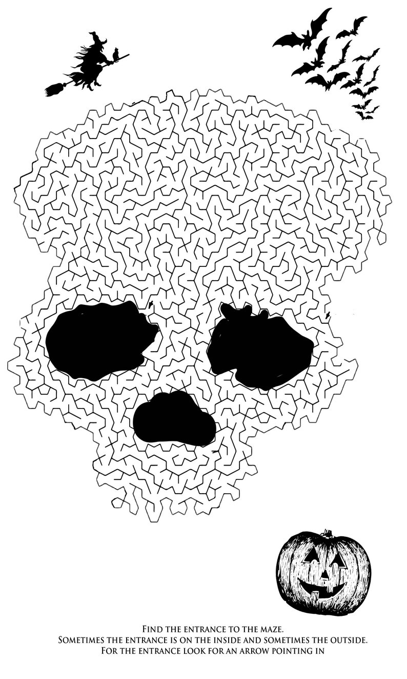 5 printable halloween maze puzzleshalloween maze puzzles with etsy