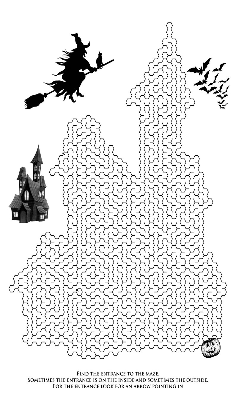 5 Printable Halloween Maze PuzzlesHalloween Maze Puzzles With Etsy