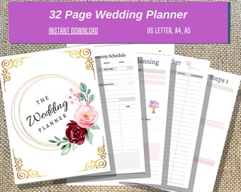 Minimalst Wedding Planner, Wedding Planner Printable , Wedding Planning Book, Wedding Planner Pages, Instant Download Wedding Planner