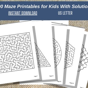 100 Printable Maze Puzzles For Adults and Teens, Brain Games for Adults and Teens, Instant Download, Maze Puzzle Printable
