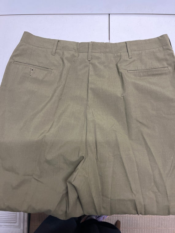 Vintage Wool Army Green Slacks 40" X 31" - image 3