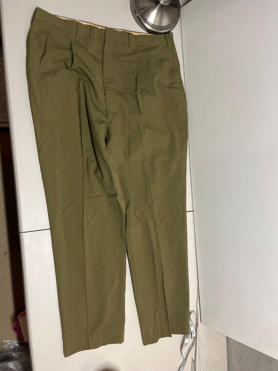 Vintage Wool Army Green Slacks 40" X 31" - image 1