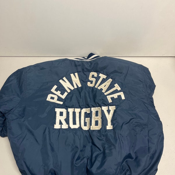 Vintage 70's Penn State Rugby Satin Bomber Jacket Acceptble condition