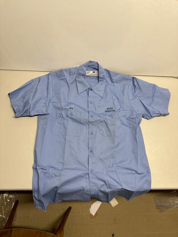 Vintage Water Production Uniform Shirt Blue Short 