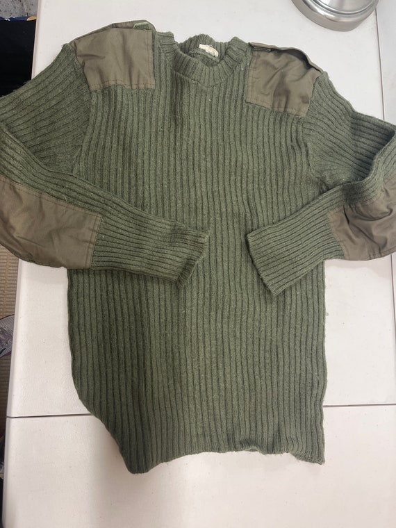 Vintage Military Sweater with elbow patches - image 2