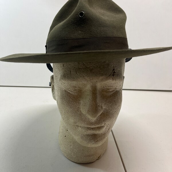 US Military Campaign Hat Vintage Size 6-7/8