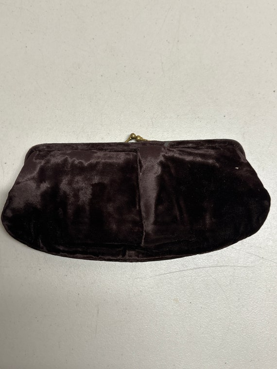 Vintage brown velvet evening clutch