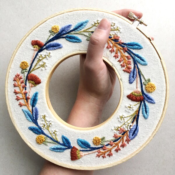 Reserved Listing for chiminychai. Multicolored Floral Wreath -  XLarge Double Embroidery Hoop