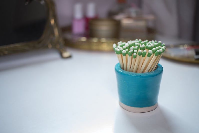 Match Striker Teal Handmade Ceramic Match Holder With Strike Plate Etsy