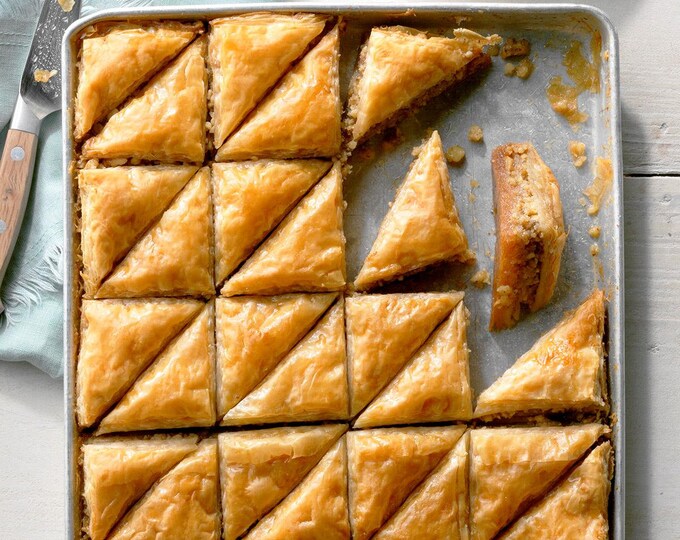 Homemade tray of fresh baklava
