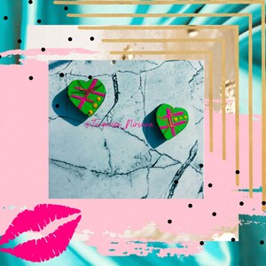 S-28: Green Abstract Heart Stud Earrings