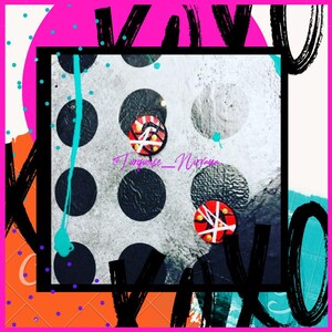 S-17: Pendientes redondos de oro blanco, negro y rojo