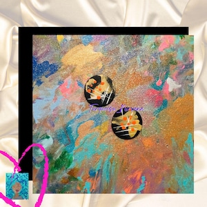 M-164: Pendientes redondos de oro negro y naranja