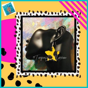 S-54: Pendientes de estrella de leopardo con purpurina amarilla