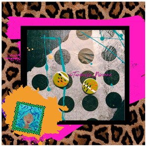 S-56: Pendientes abstractos de color oliva, blanco y naranja